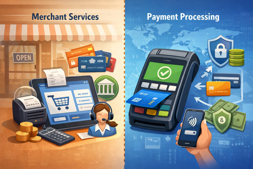 Core idea behind merchant services vs payment processing