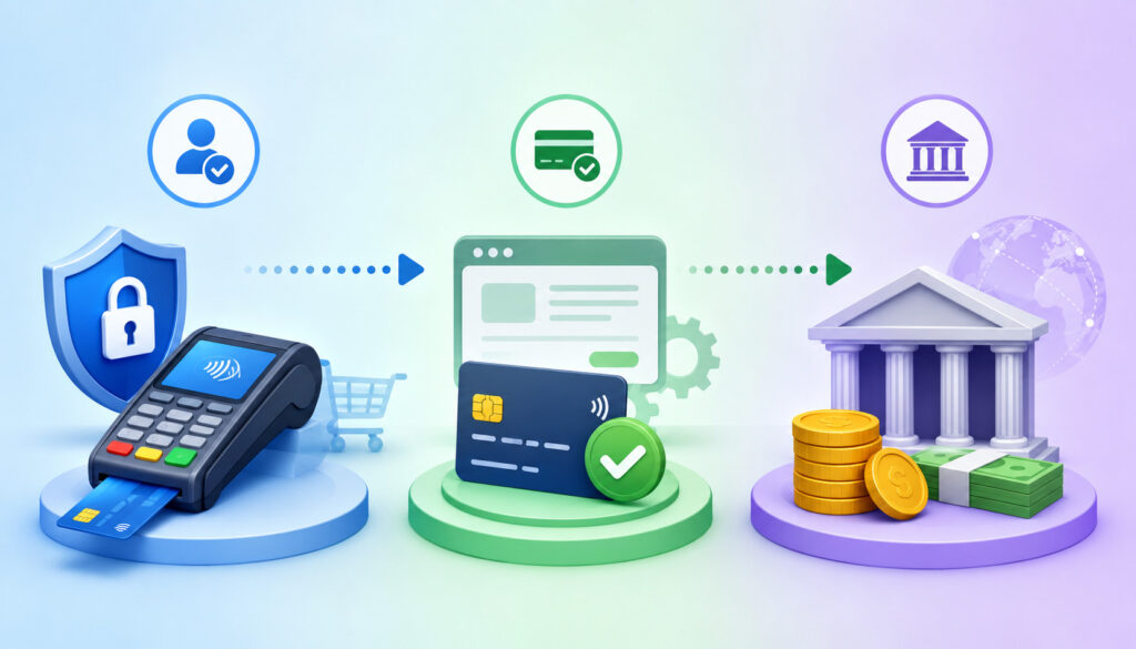 Authorization capture settlement payment flow illustration