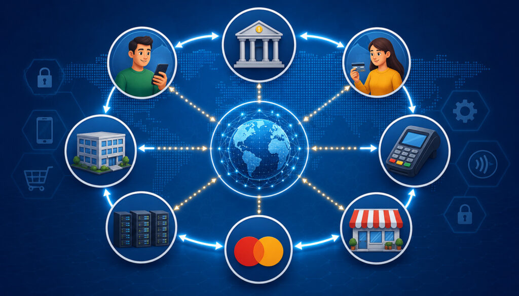 Key parties in payment network processing