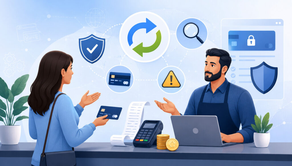 Customer refund and payment dispute resolution illustration
