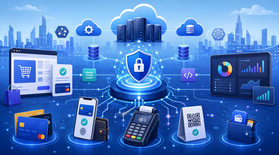 Scalable cloud payment infrastructure with connected POS, mobile, and online payment systems