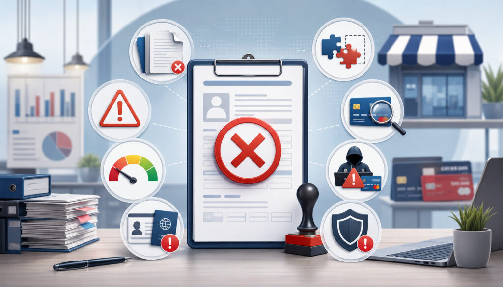 Merchant application declined risk review illustration
