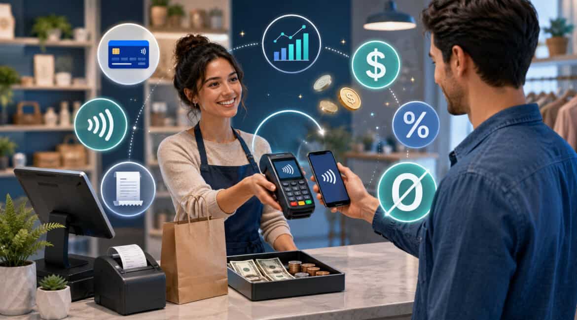 Zero-fee payment processing at a modern retail checkout