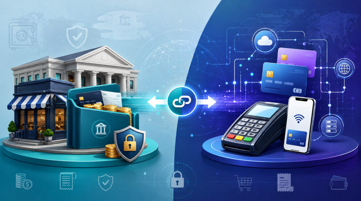 Merchant account and payment processor connection illustration
