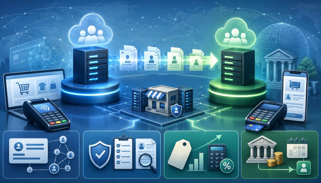 Processor platform migration with MIDs, underwriting, pricing, and settlement icons
